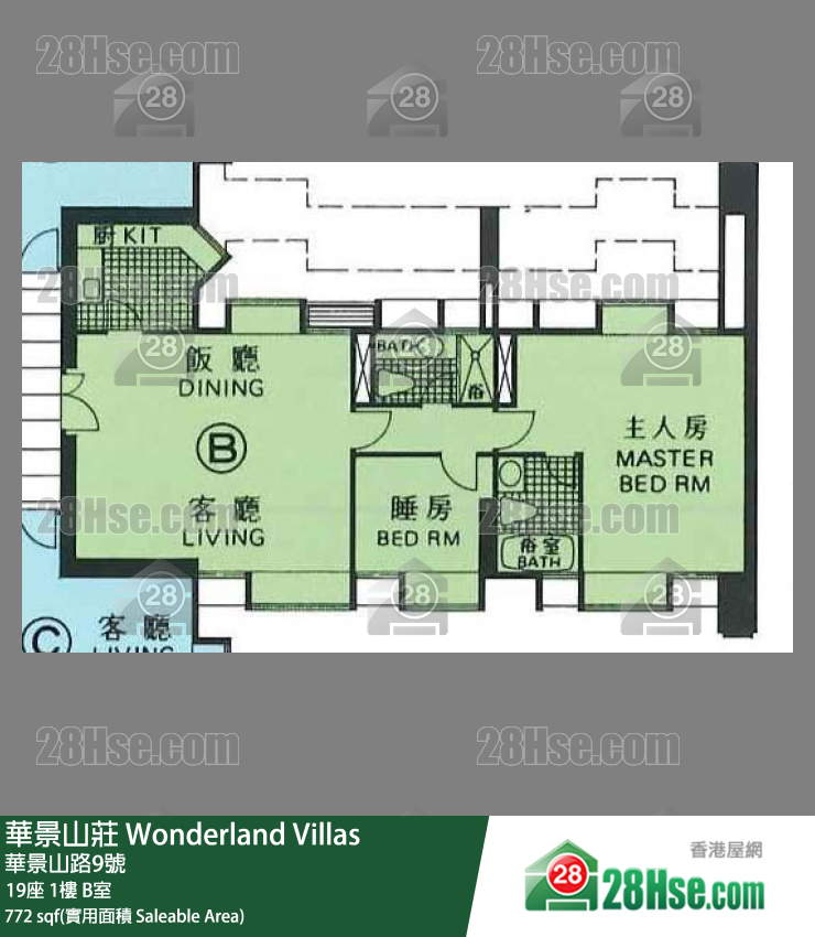 華景山莊 19座1樓 B室 平面圖