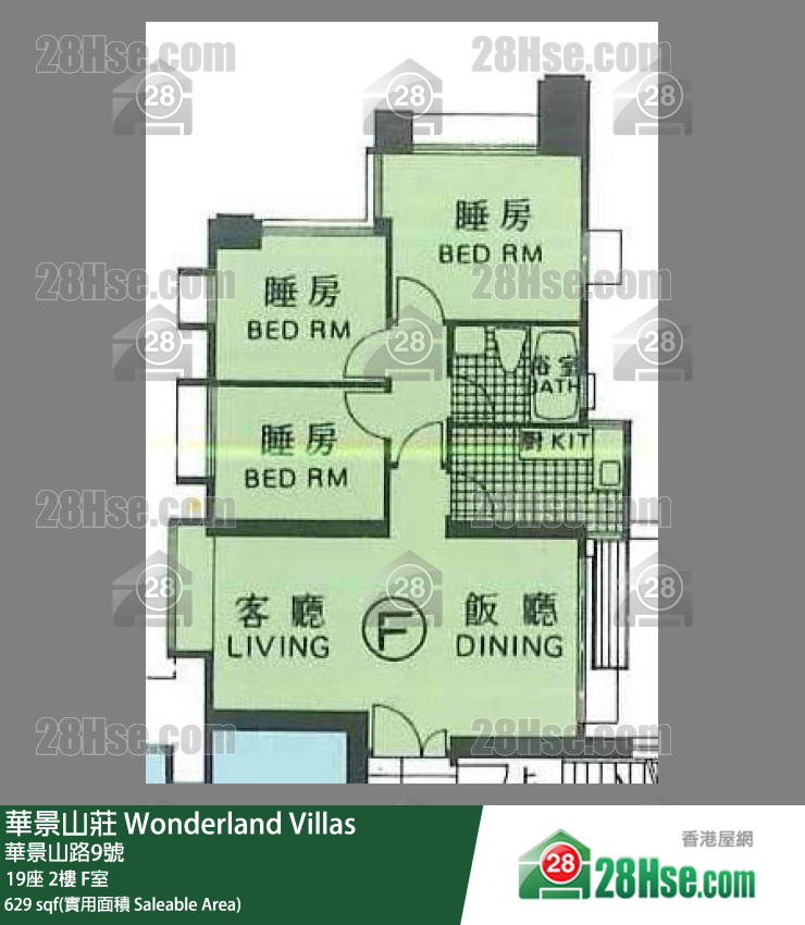 华景山庄 19座2楼 F室 平面图