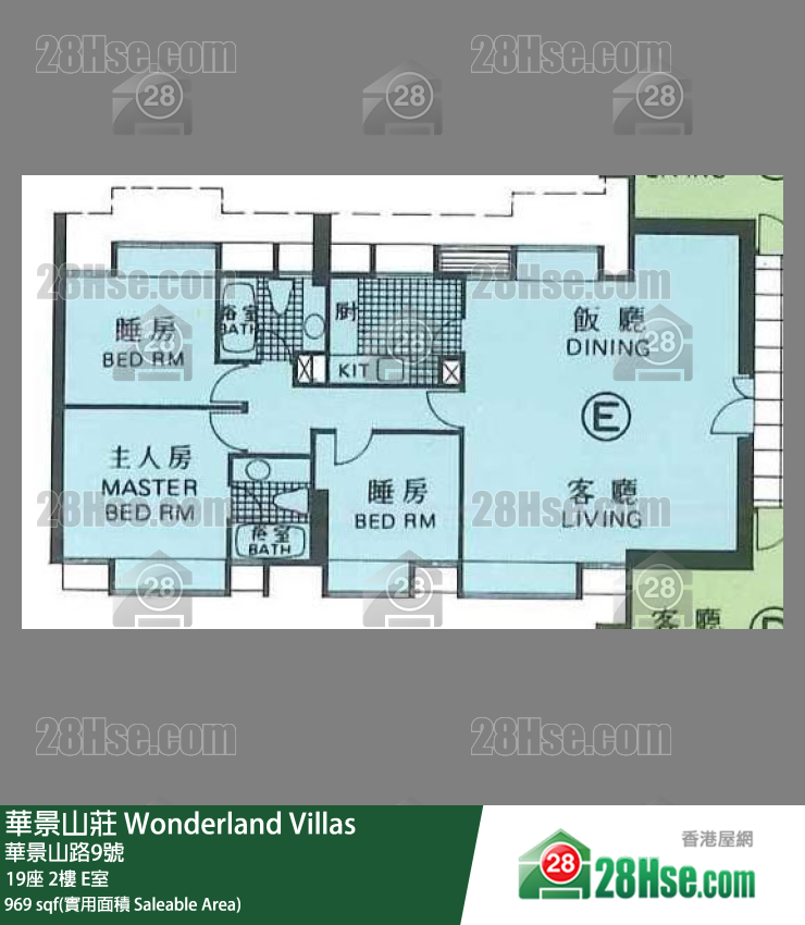 华景山庄 19座 2楼 E室 平面图