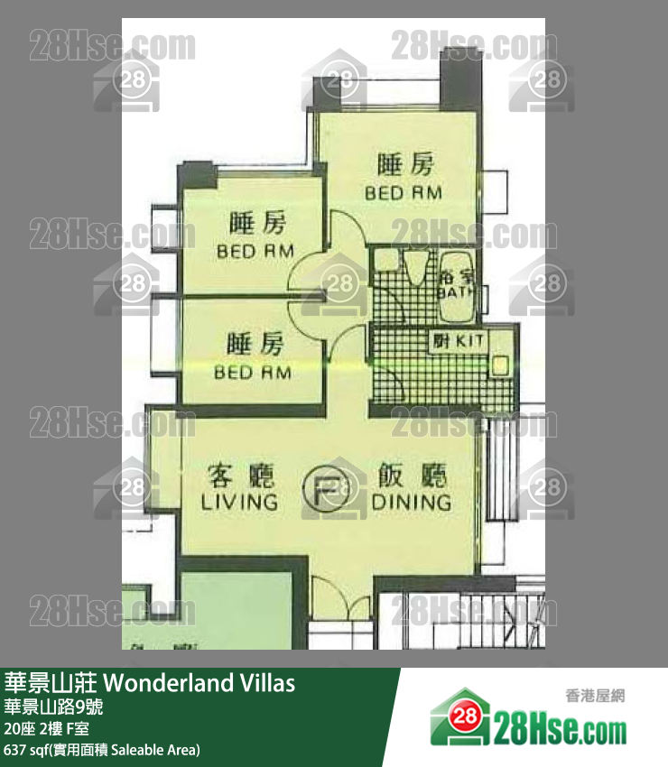 华景山庄 20座 2楼 F室 平面图