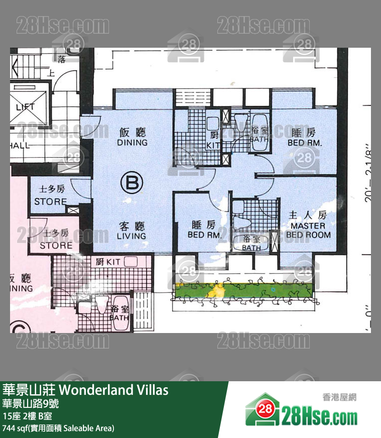 华景山庄 15座2楼 B室 平面图