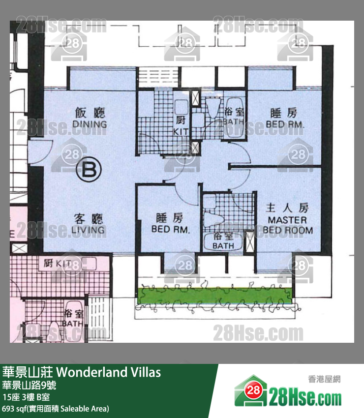 华景山庄 15座3楼 B室 平面图