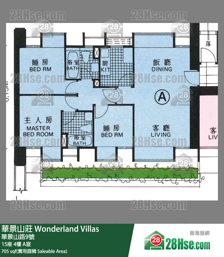 华景山庄 15座4楼 A室 平面图