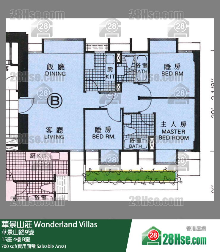 华景山庄 15座4楼 B室 平面图