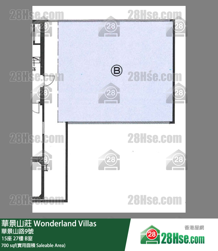 华景山庄 15座 27楼 B室 平面图