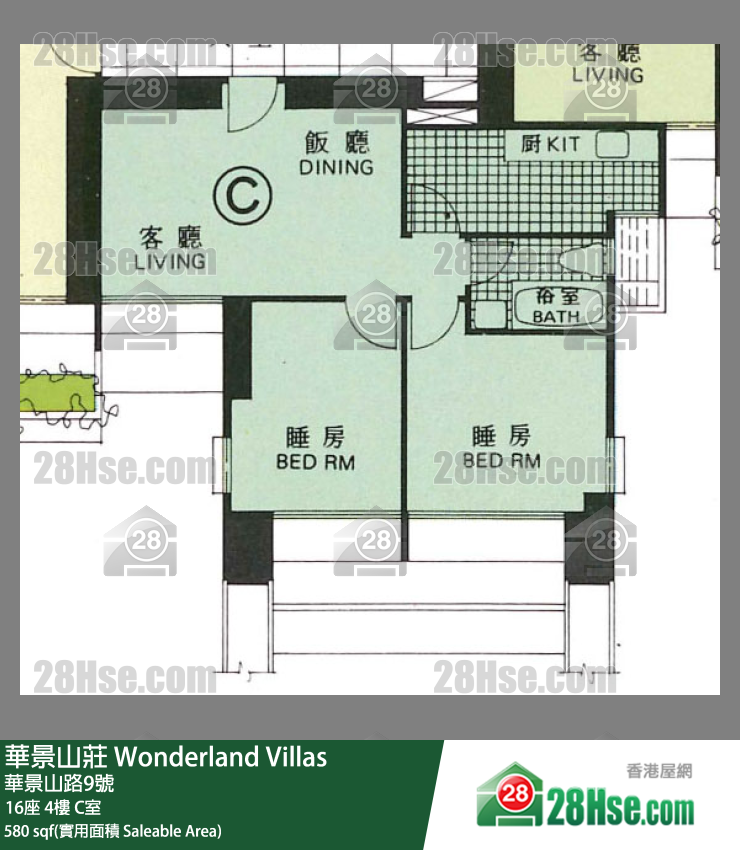 华景山庄 16座4楼 C室 平面图