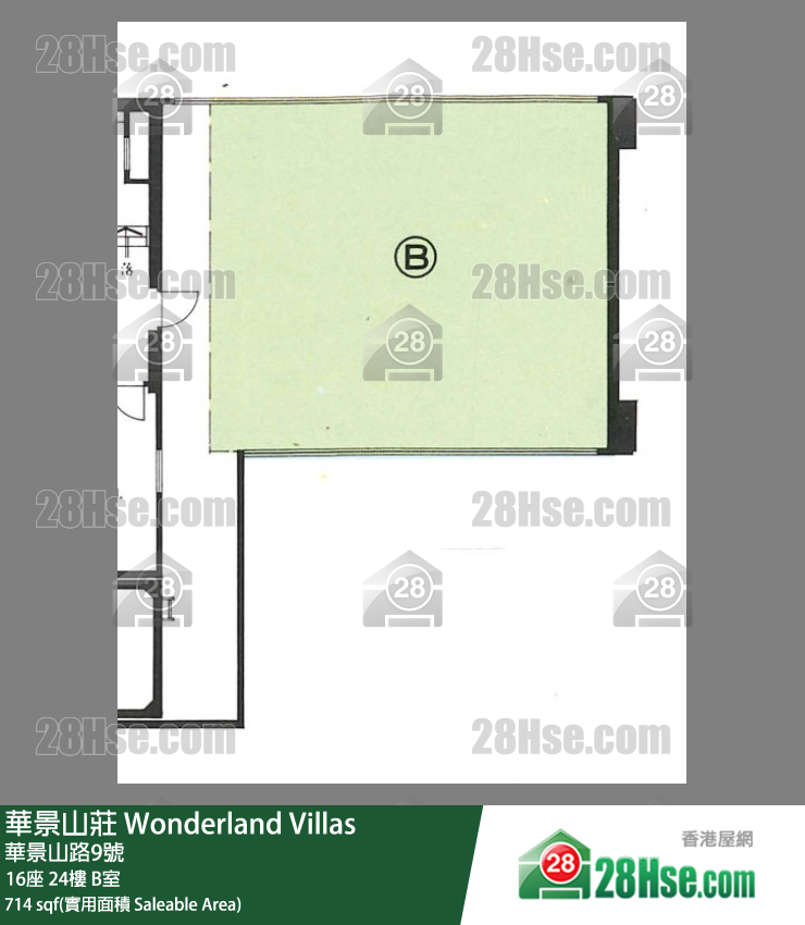 华景山庄 16座24楼 B室 平面图