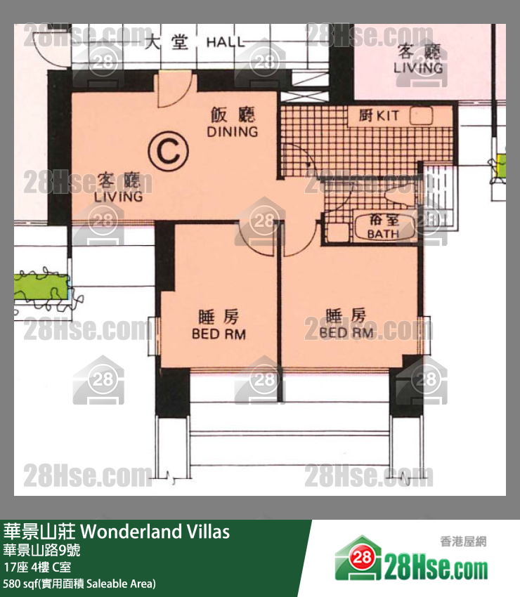 华景山庄 17座4楼 C室 平面图