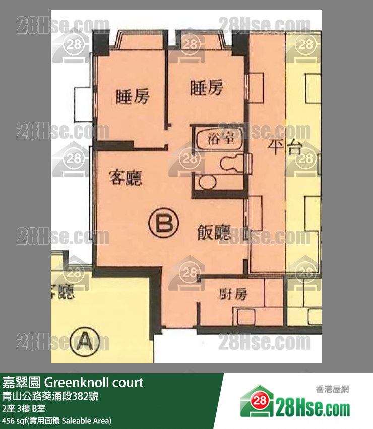嘉翠園 2座3樓 B室 平面圖