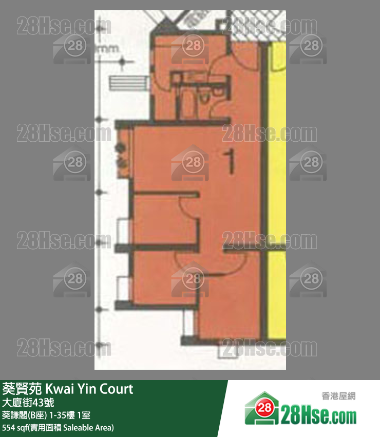 葵贤苑 葵谦阁(B座)16楼 1室 平面图
