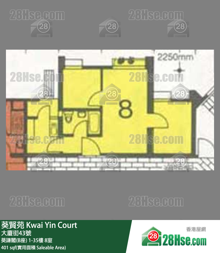 葵贤苑 葵谦阁(B座)3楼 8室 平面图