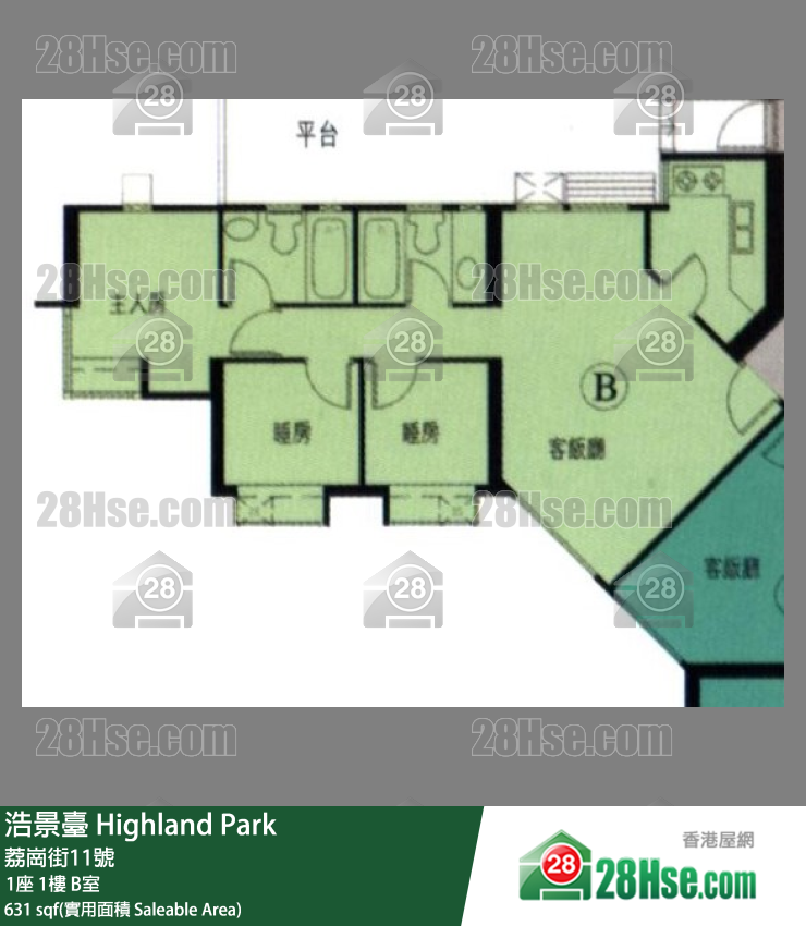 浩景台 1座1楼 B室 平面图