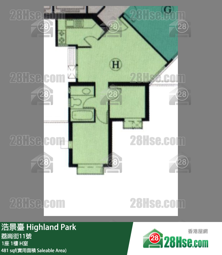 浩景台 1座1楼 H室 平面图