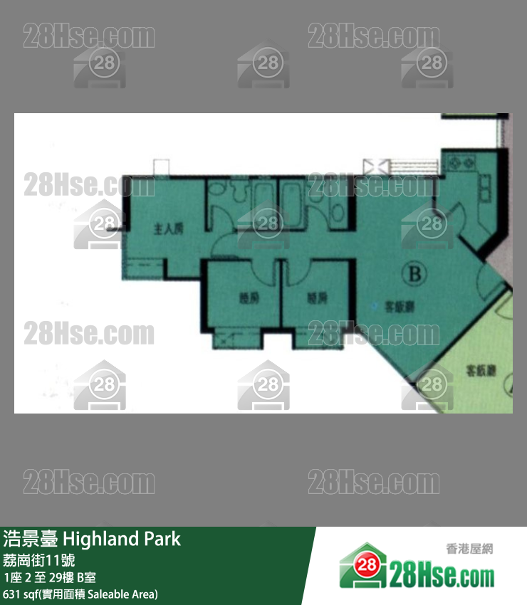 浩景台 1座 15楼 B室 平面图