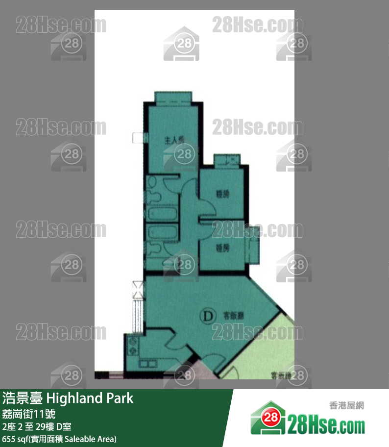 浩景台 2座28楼 D室 平面图