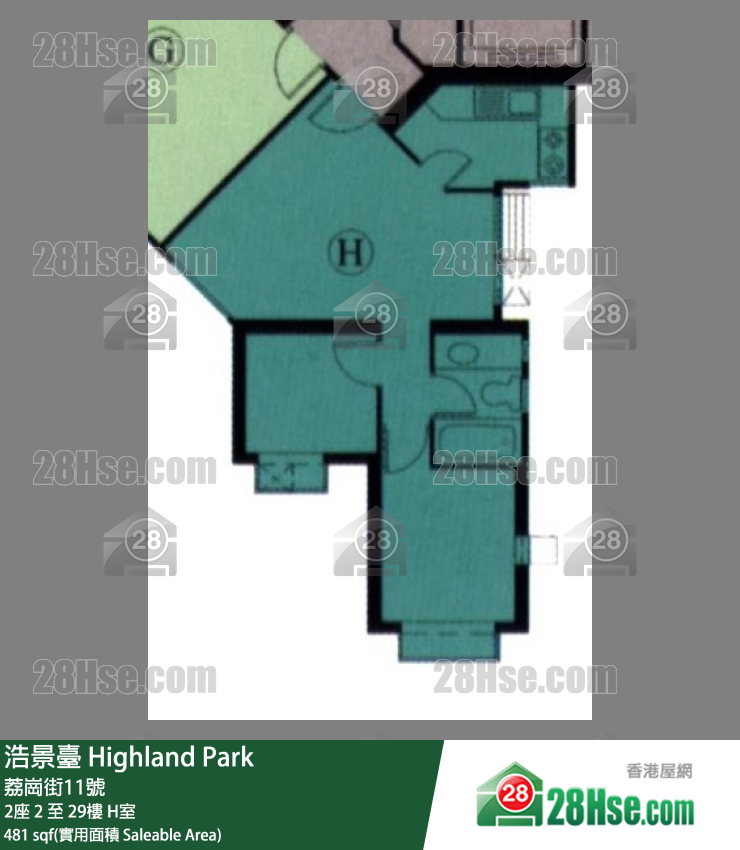 浩景台 2座28楼 H室 平面图