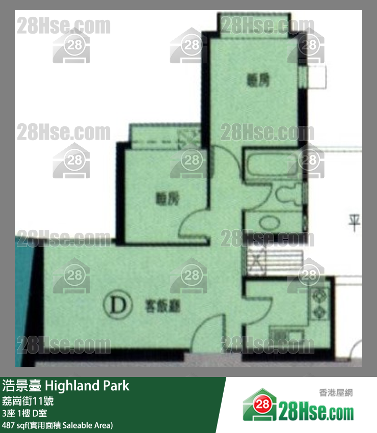 浩景台 3座1楼 D室 平面图