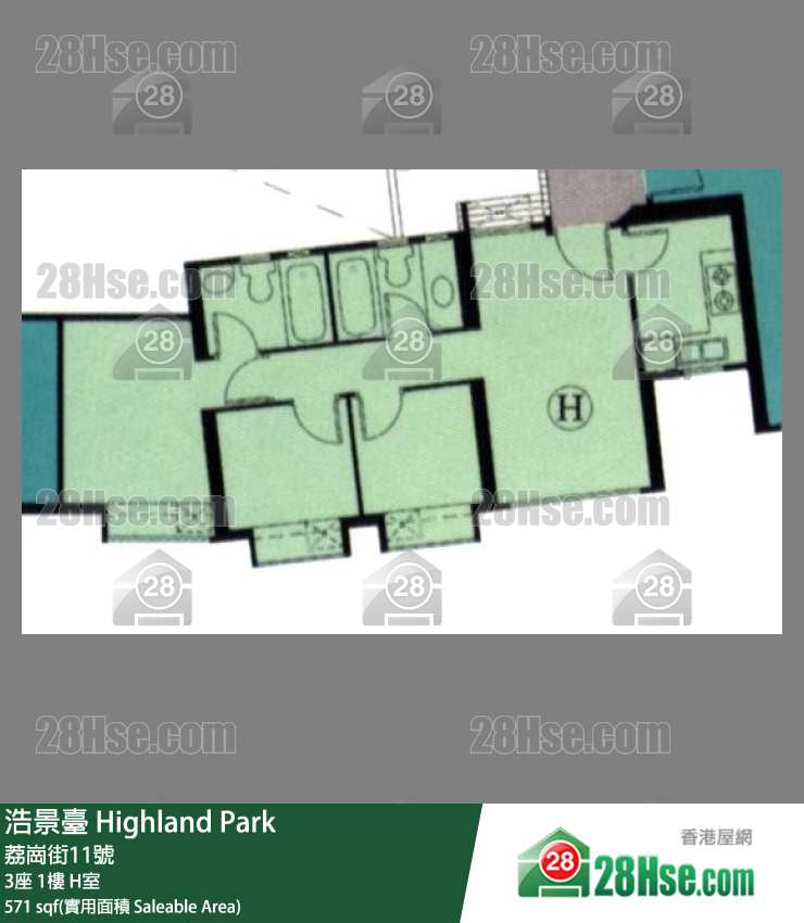 浩景台 3座1楼 H室 平面图