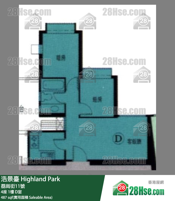 浩景台 4座1楼 D室 平面图