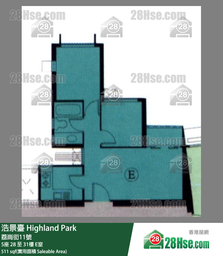 浩景台 5座 29楼 E室 平面图