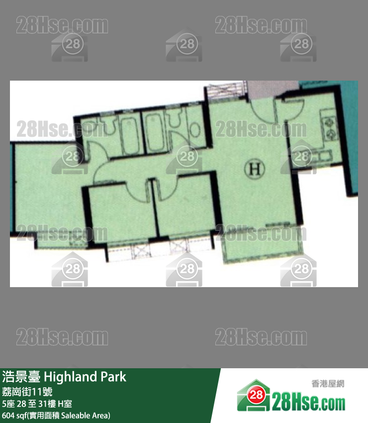 浩景台 5座31楼 H室 平面图