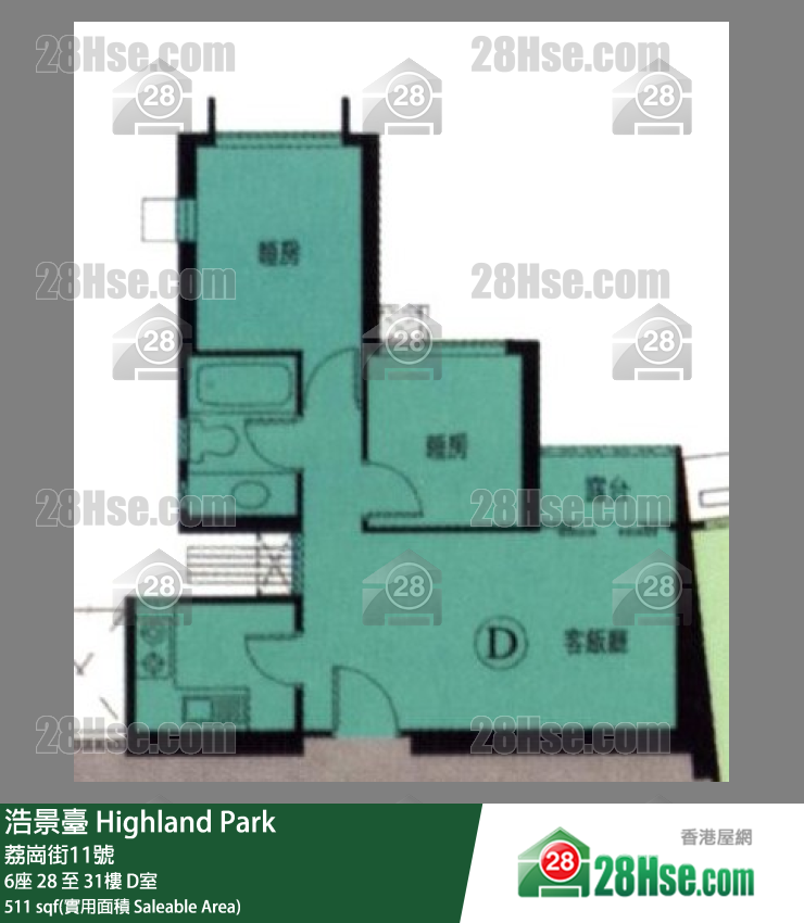 浩景台 6座31楼 D室 平面图