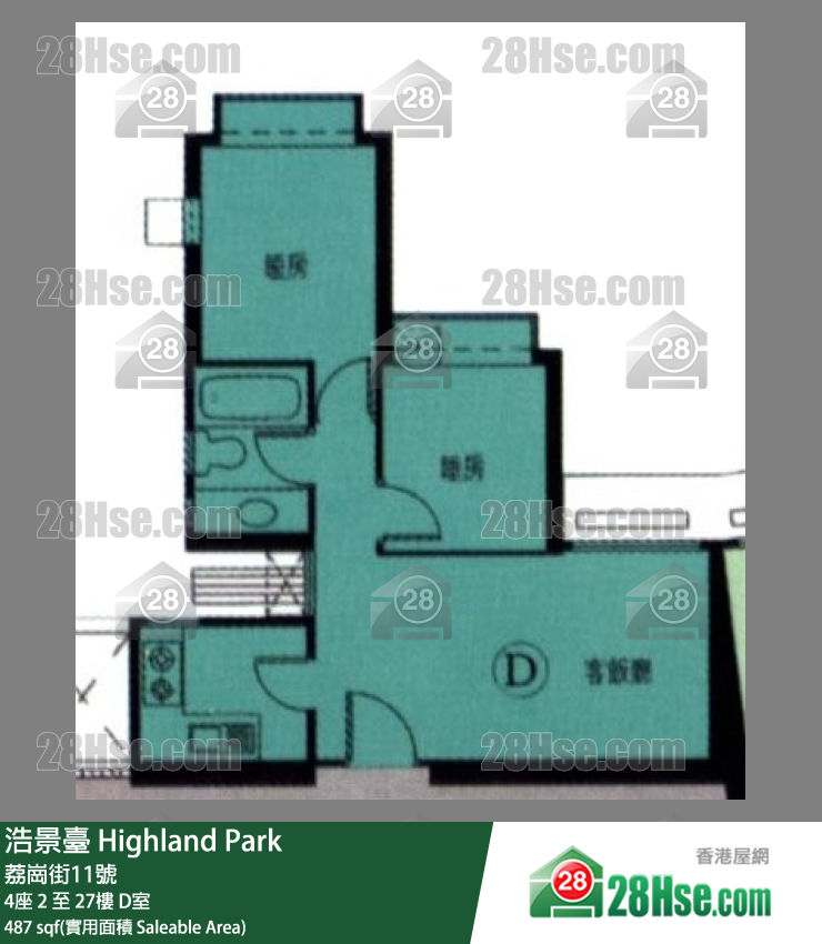 浩景台 4座 18楼 D室 平面图