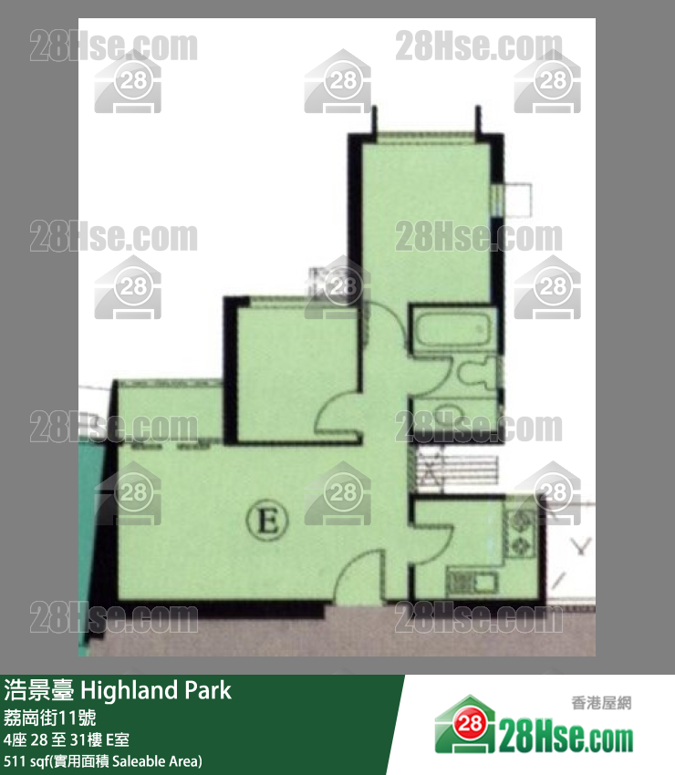 浩景台 4座31楼 E室 平面图
