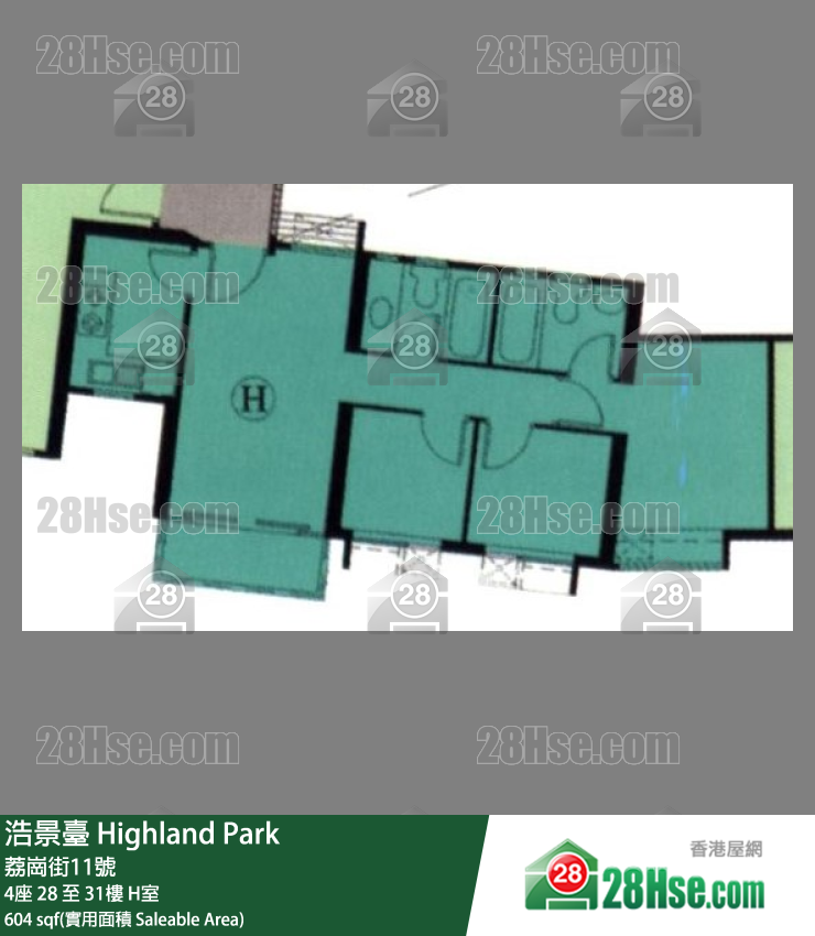 浩景台 4座29楼 H室 平面图