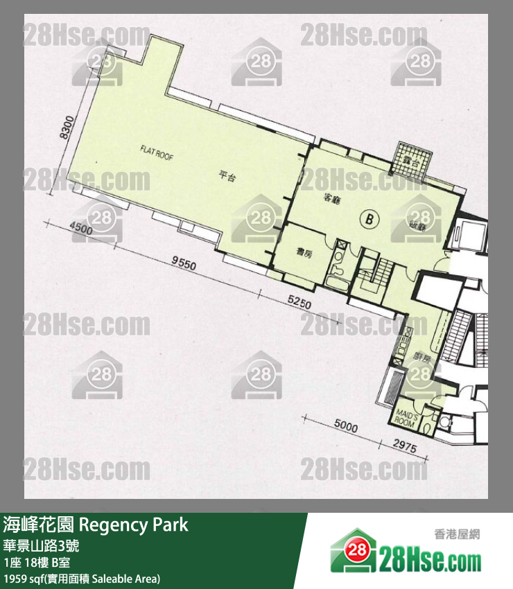 海峰花園 1座18樓 B室 平面圖