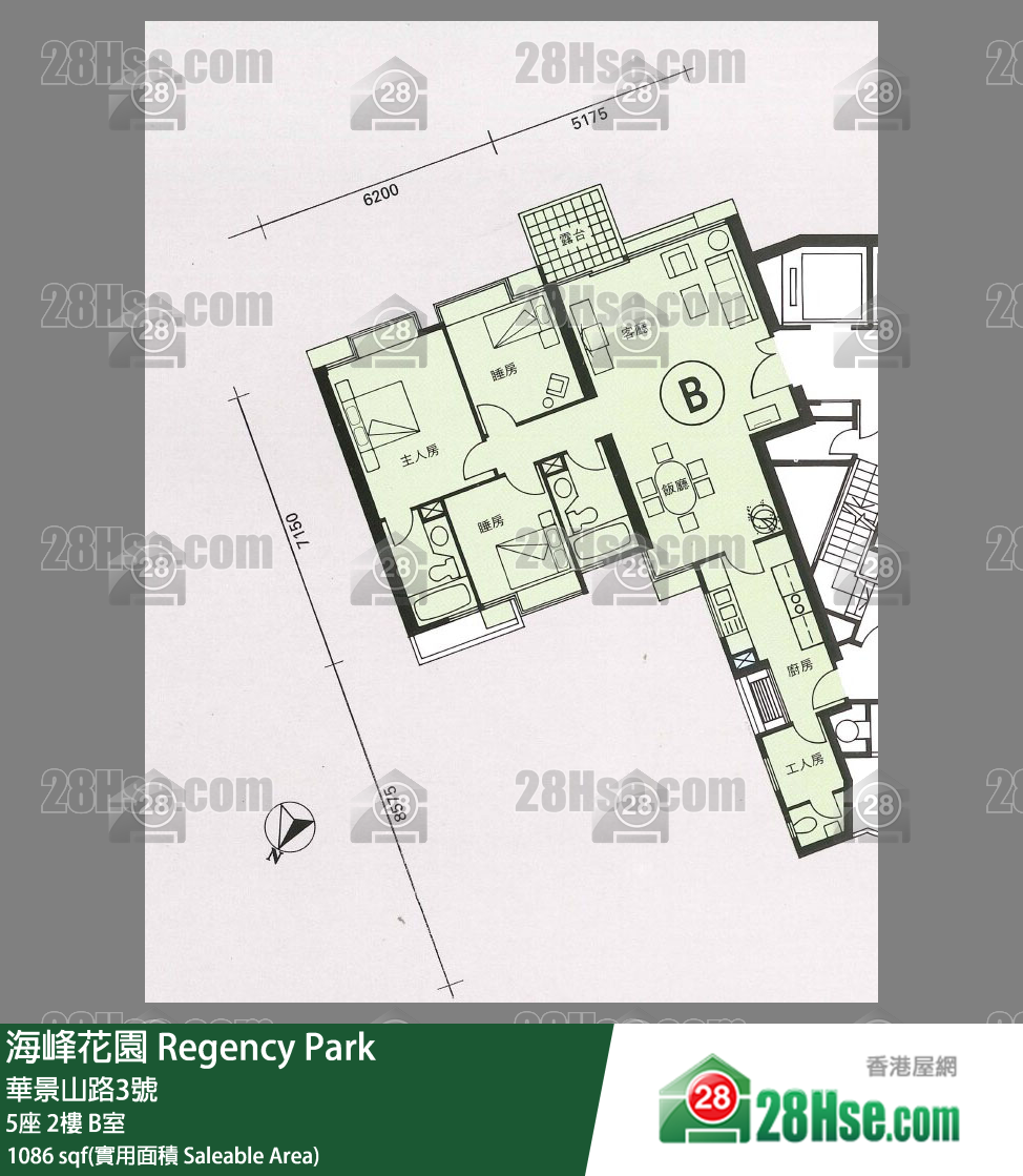 海峰花園 5座2樓 B室 平面圖