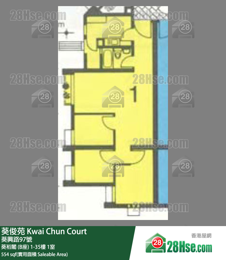 葵俊苑 葵裕閣 (B座)18樓 1室 平面圖