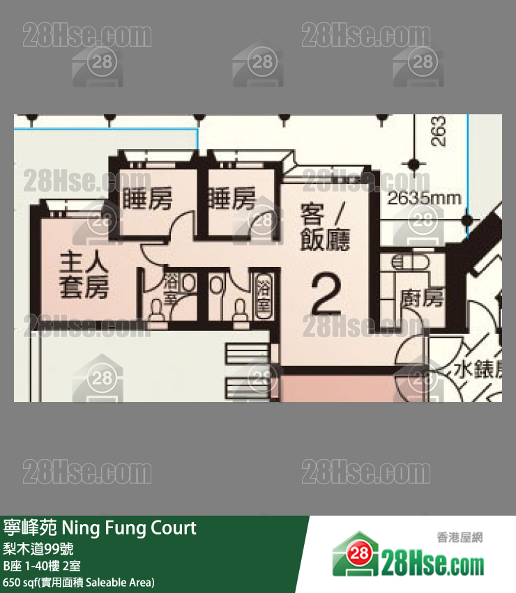 寧峰苑 B座4樓 2室 平面圖