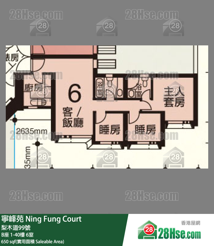 寧峰苑 B座3樓 6室 平面圖