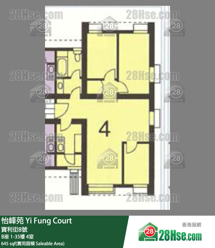 怡峰苑 B座10樓 4室 平面圖