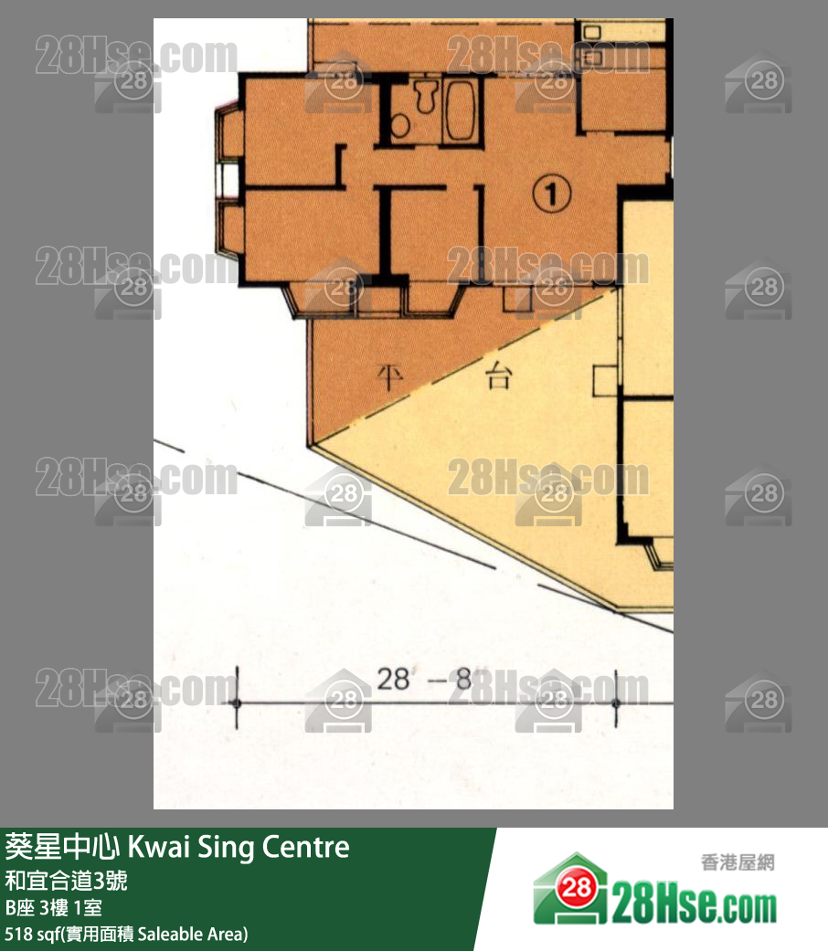 葵星中心 B座 3樓 1室 平面圖
