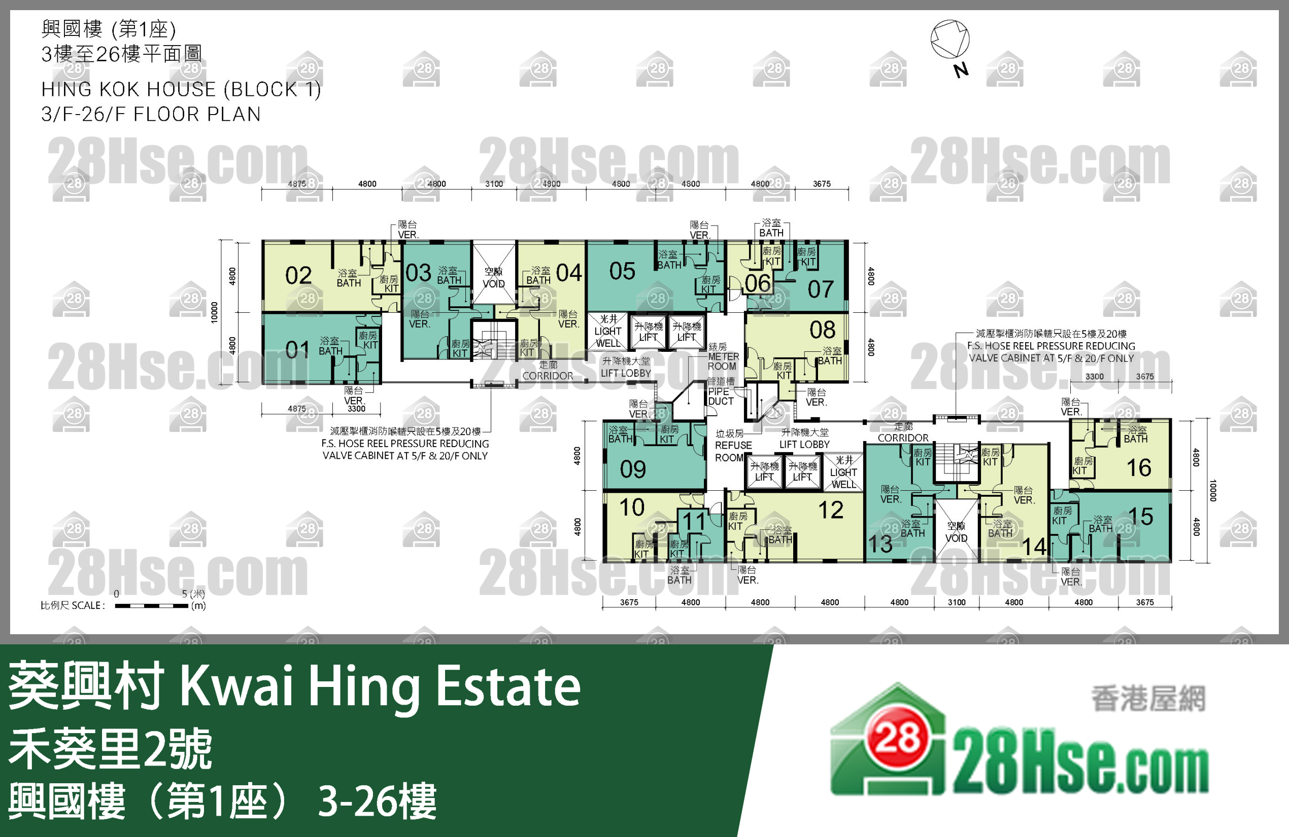 兴国楼（第1座） 3-26楼 平面图