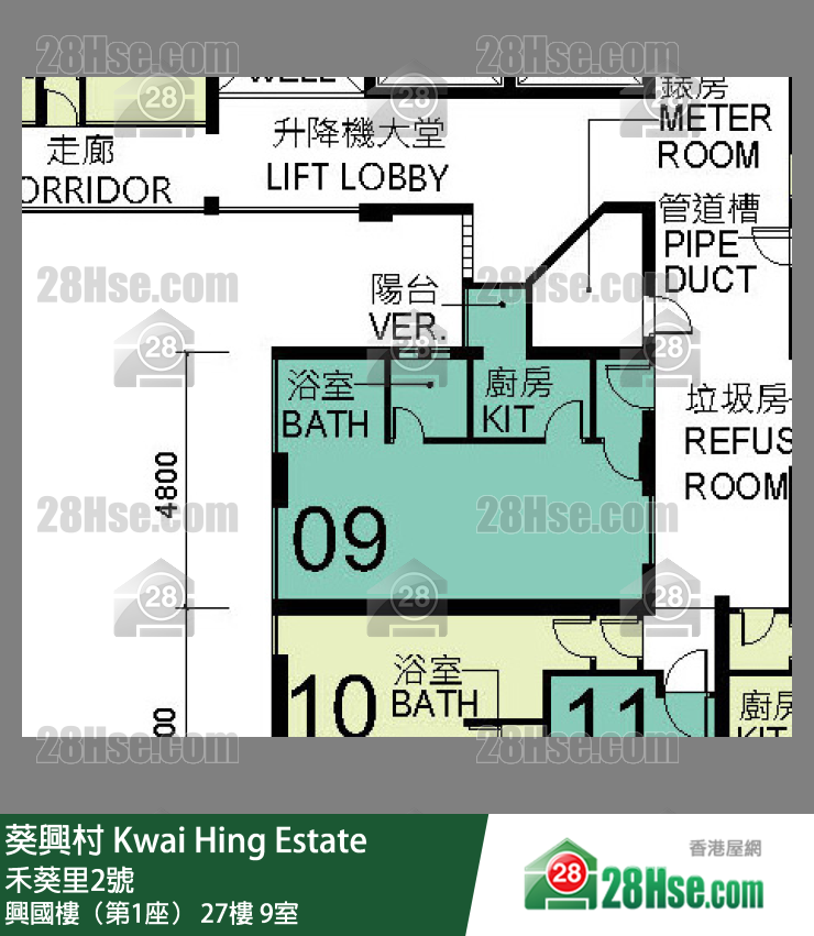 葵興村 興國樓（第1座）27樓 9室 平面圖