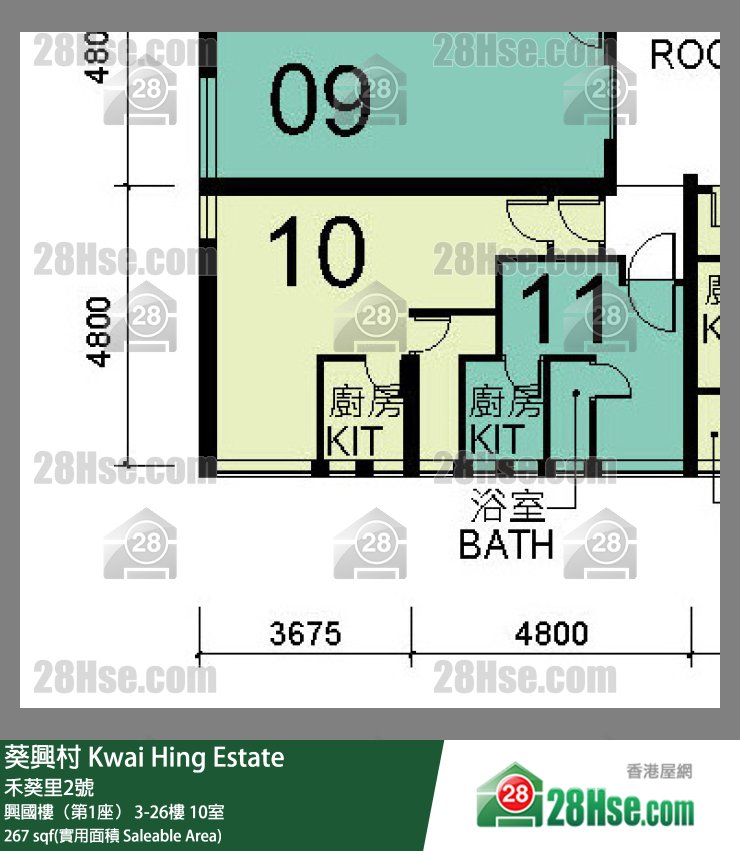 葵興村 興國樓（第1座）13樓 10室 平面圖
