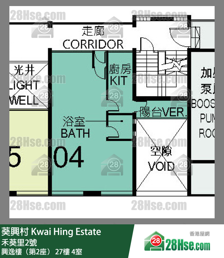 葵興村 興逸樓（第2座）27樓 4室 平面圖