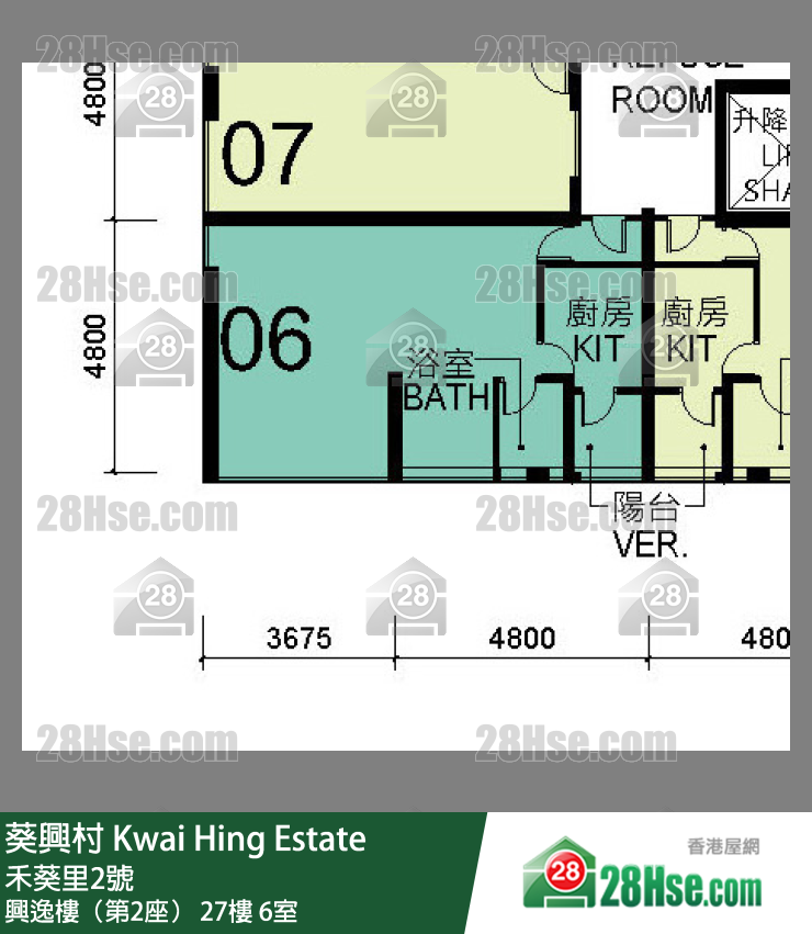 葵興村 興逸樓（第2座）27樓 6室 平面圖