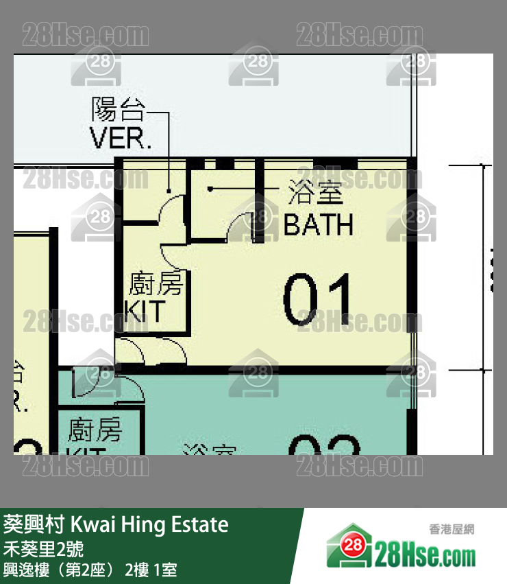 葵興村 興逸樓（第2座）2樓 1室 平面圖