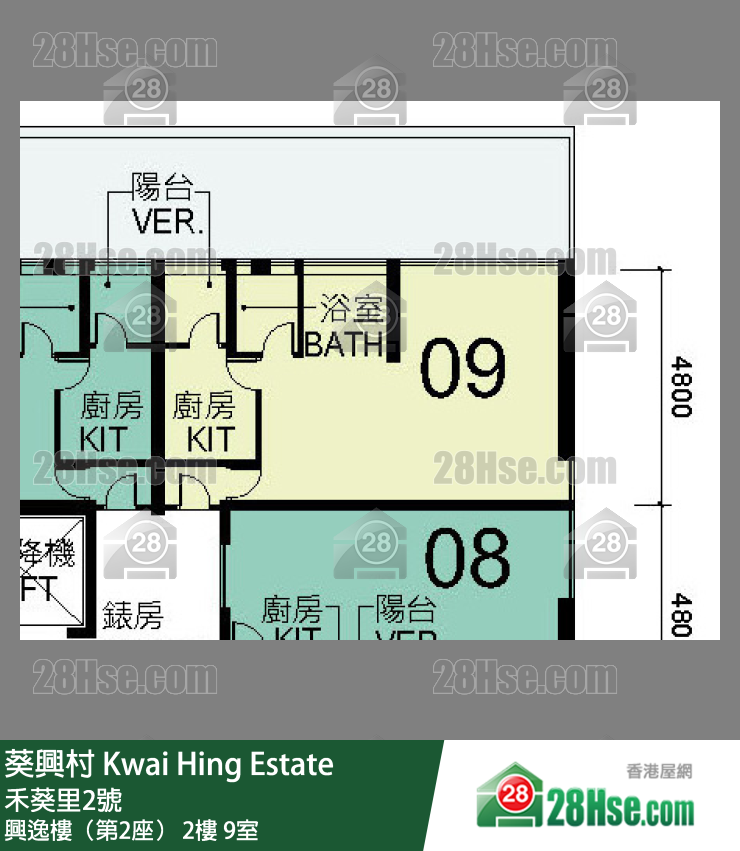 葵興村 興逸樓（第2座）2樓 9室 平面圖