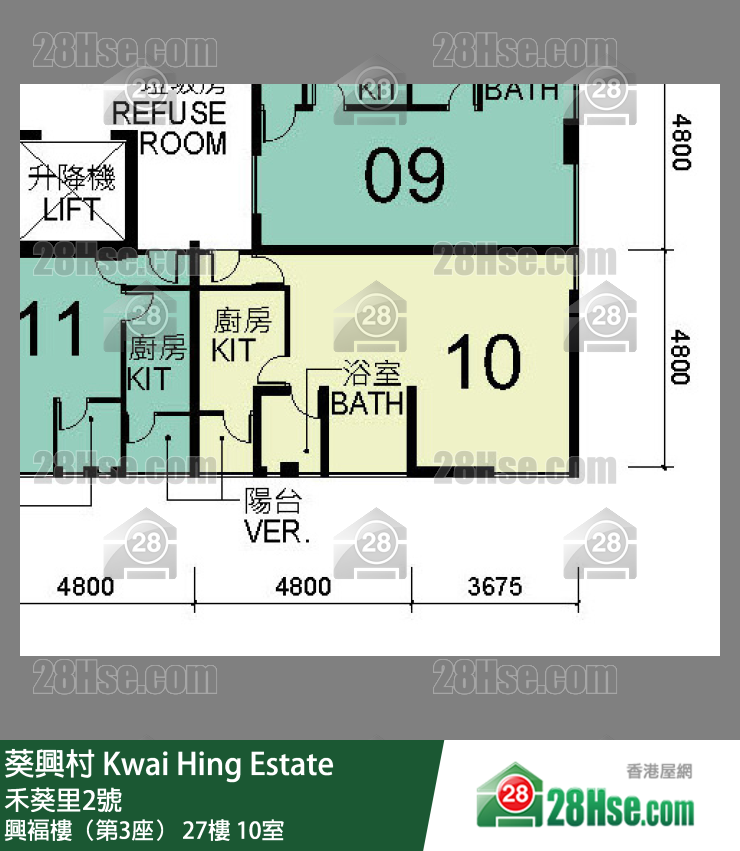 葵興村 興褔樓（第3座）27樓 10室 平面圖