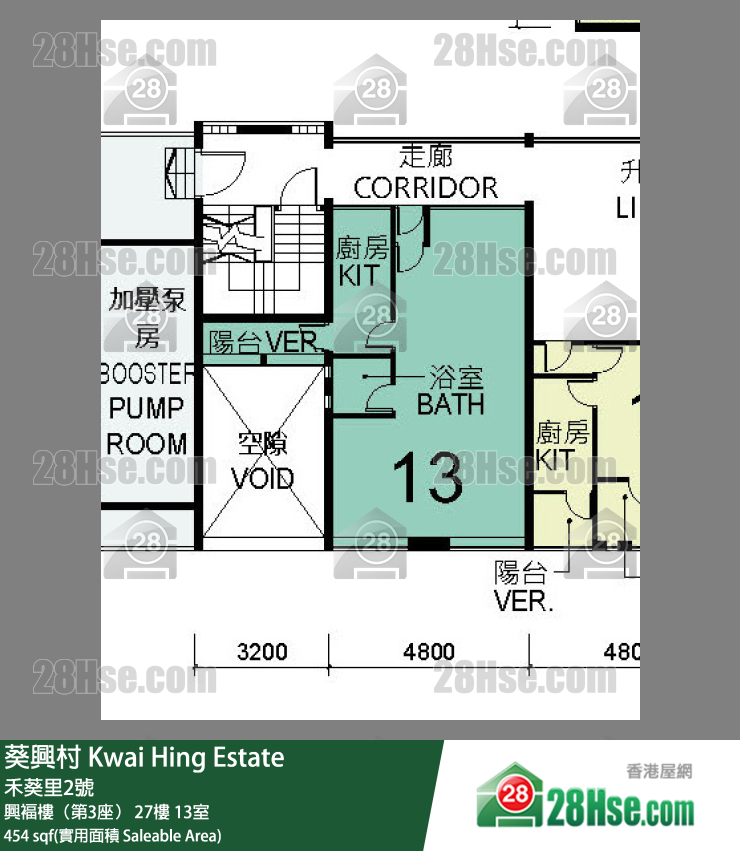 葵興村 興褔樓（第3座） 27樓 13室 平面圖