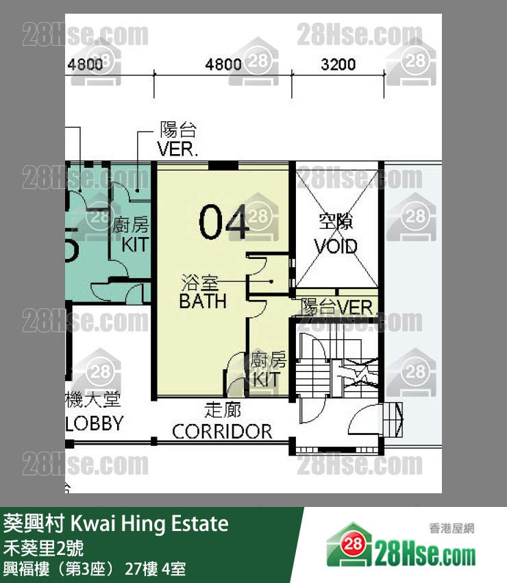 葵興村 興褔樓（第3座）27樓 4室 平面圖