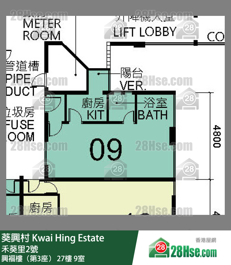 葵興村 興褔樓（第3座）27樓 9室 平面圖