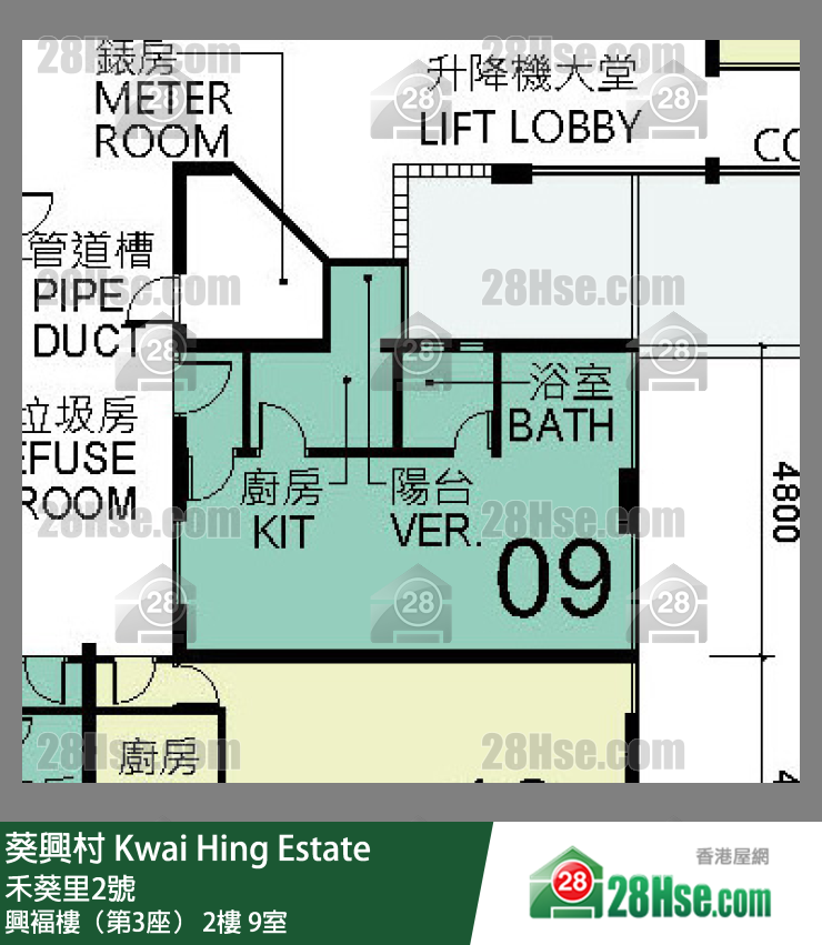 葵興村 興褔樓（第3座）2樓 9室 平面圖
