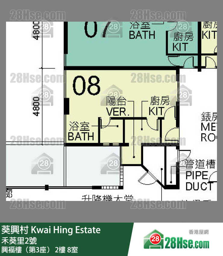 葵兴村 兴褔楼（第3座）2楼 8室 平面图