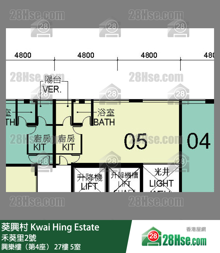 葵興村 興樂樓（第4座）27樓 5室 平面圖